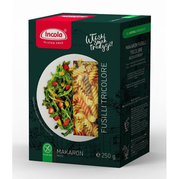 INCOLA МАКАРОНИ FUSILLI tricolore - спіральки 250 ГР