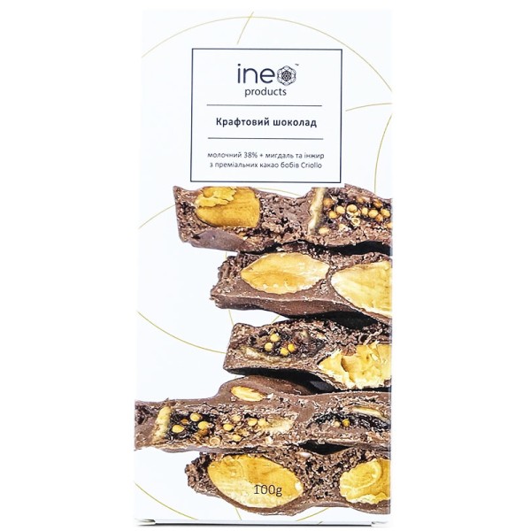 INE PRODUCTS ШОКОЛАД МОЛОЧНИЙ 38% МИГДАЛЬ ІНЖИР 100ГР