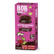 ЯБЛУЧНО-МАЛИНОВІ ЦУКЕРКИ BOB SNAIL У БЕЛЬГІЙСЬКОМУ ЧОРНОМУ ШОКОЛАДІ 30Г