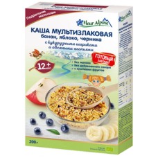 КАША МУЛЬТИЗЛАКОВА З БАНАНОМ, ЯБЛУКОМ, ЧОРНИЦЕЮ ДИТЯЧА FLEUR ALPINE 200 Г