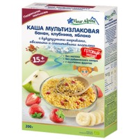 КАША МУЛЬТИЗЛАКОВА З БАНАНОМ, ПОЛУНИЦЕЮ, ЯБЛУКОМ ДИТЯЧА FLEUR ALPINE 200Г