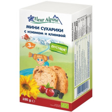 FLEUR ALPINE АКЦІЯ СУХАРИКИ З РОДЗИНКАМИ І ЖУРАВЛИНОЮ 100ГР