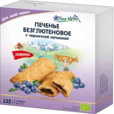 ПЕЧИВО З ЧОРНИЧНОЮ НАЧИНКОЮ БЕЗ ГЛЮТЕНУ FLEUR ALPINE 132 ГР